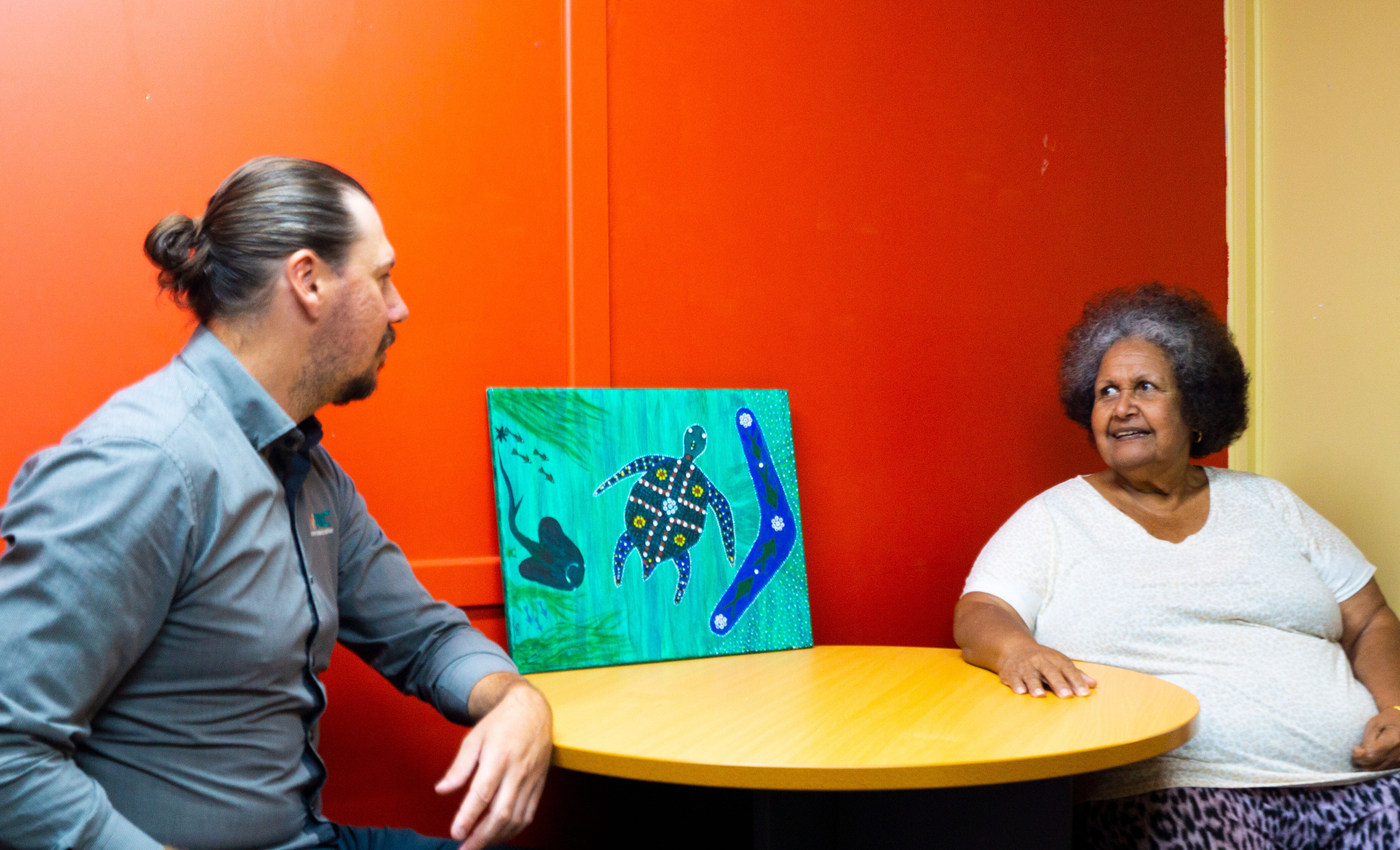 Home Care client having a chat with a staff member