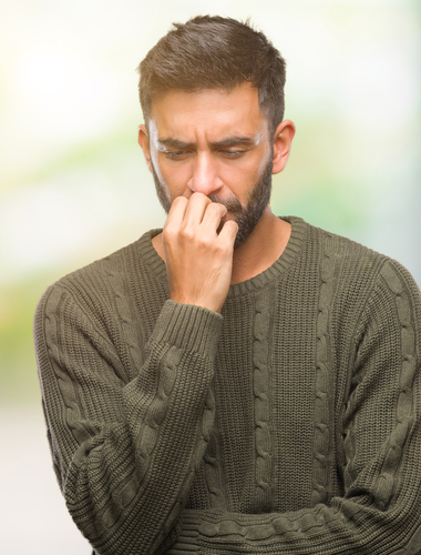 Man looking anxious and worried