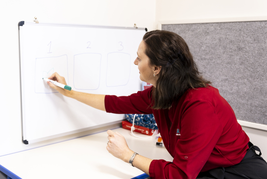 Speech Pathologist drawing word pictures