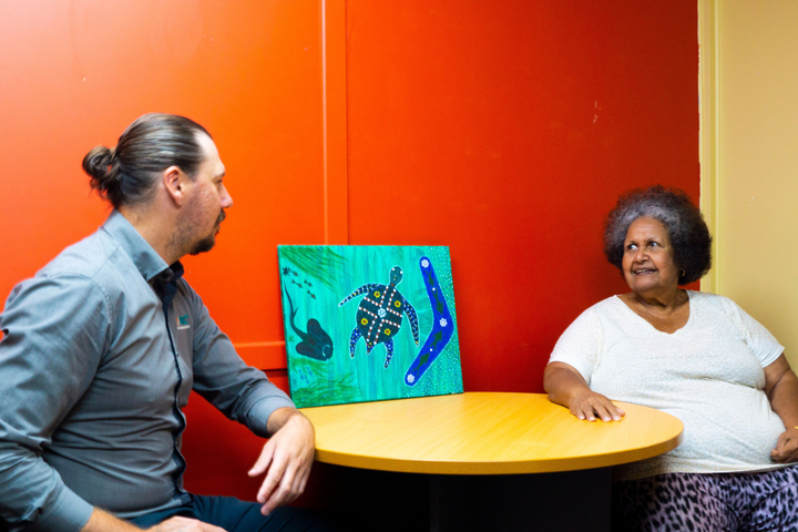 Home Care client having a chat with a staff member