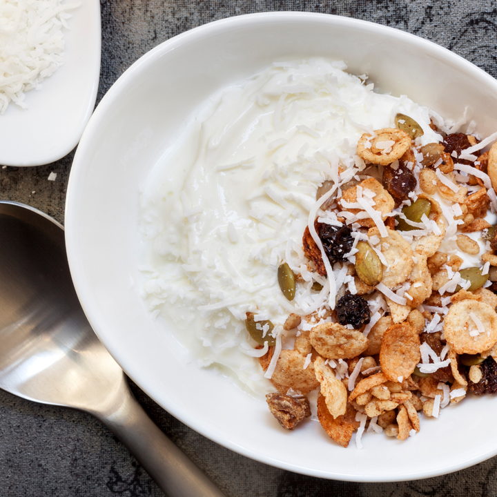 bowl of muesli with yoghurt