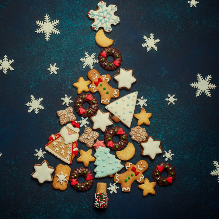 Christmas sweets arranged in the Shape of a Christmas tree