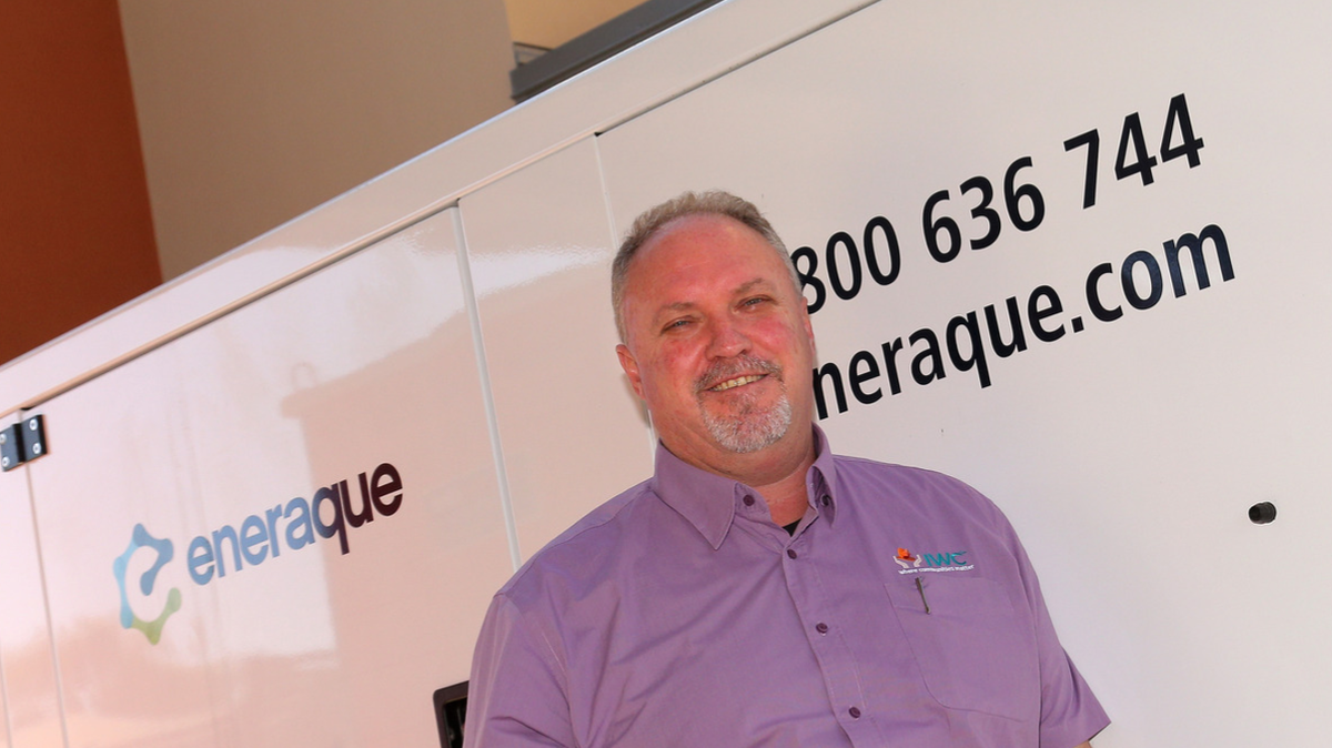 IWC CEO Wayne Mulvany stands in front of Generator