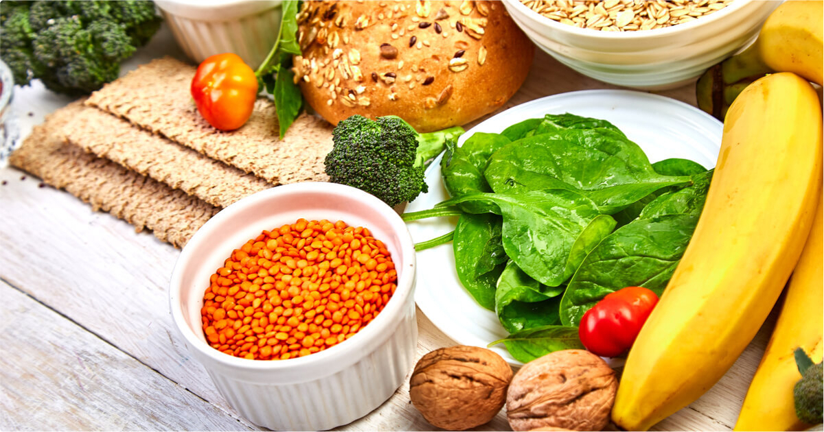 a selection of healthy foods sit on a table