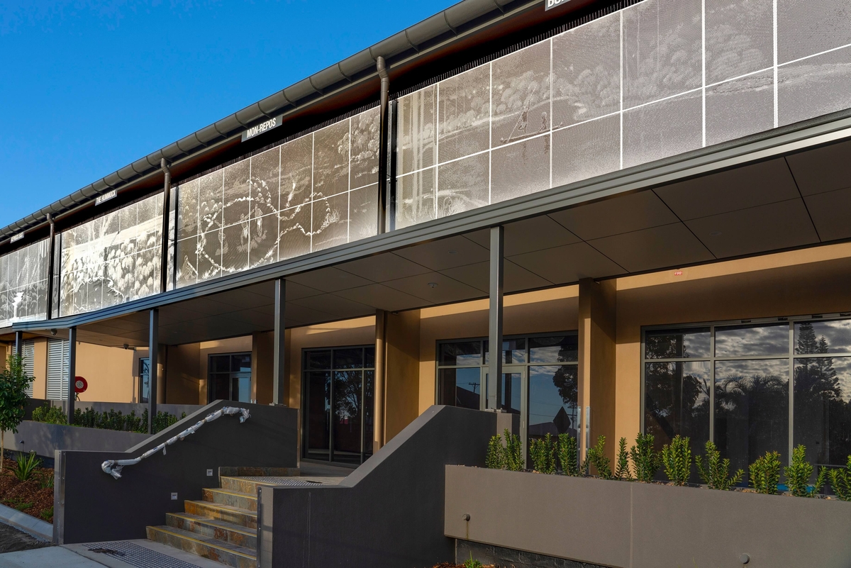 exterior of IWC Health and Wellbeing Building pictorial Screens