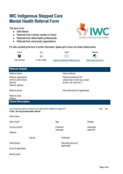 First Page of Form